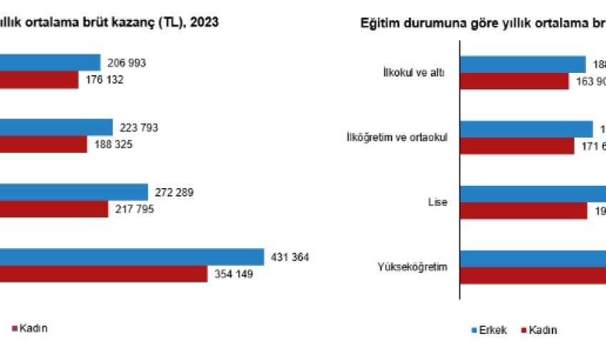 TÜİK: 2023'te aylık ortalama kişi başı brüt kazanç 26 bin 402 TL oldu