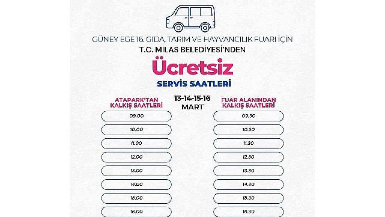 Milas Belediyesi ziyaretçileri fuar alanına ücretsiz ulaştıracak 