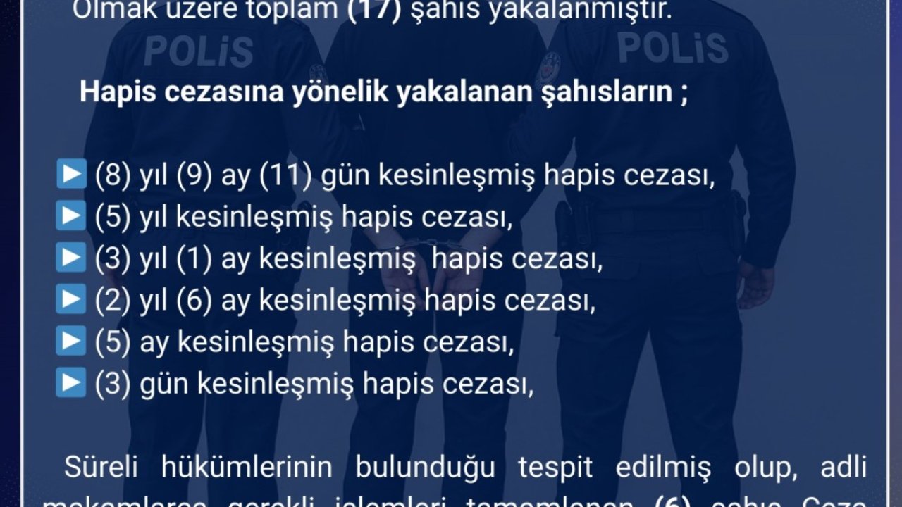 Bingöl’de aranan 17 şahıs yakalandı