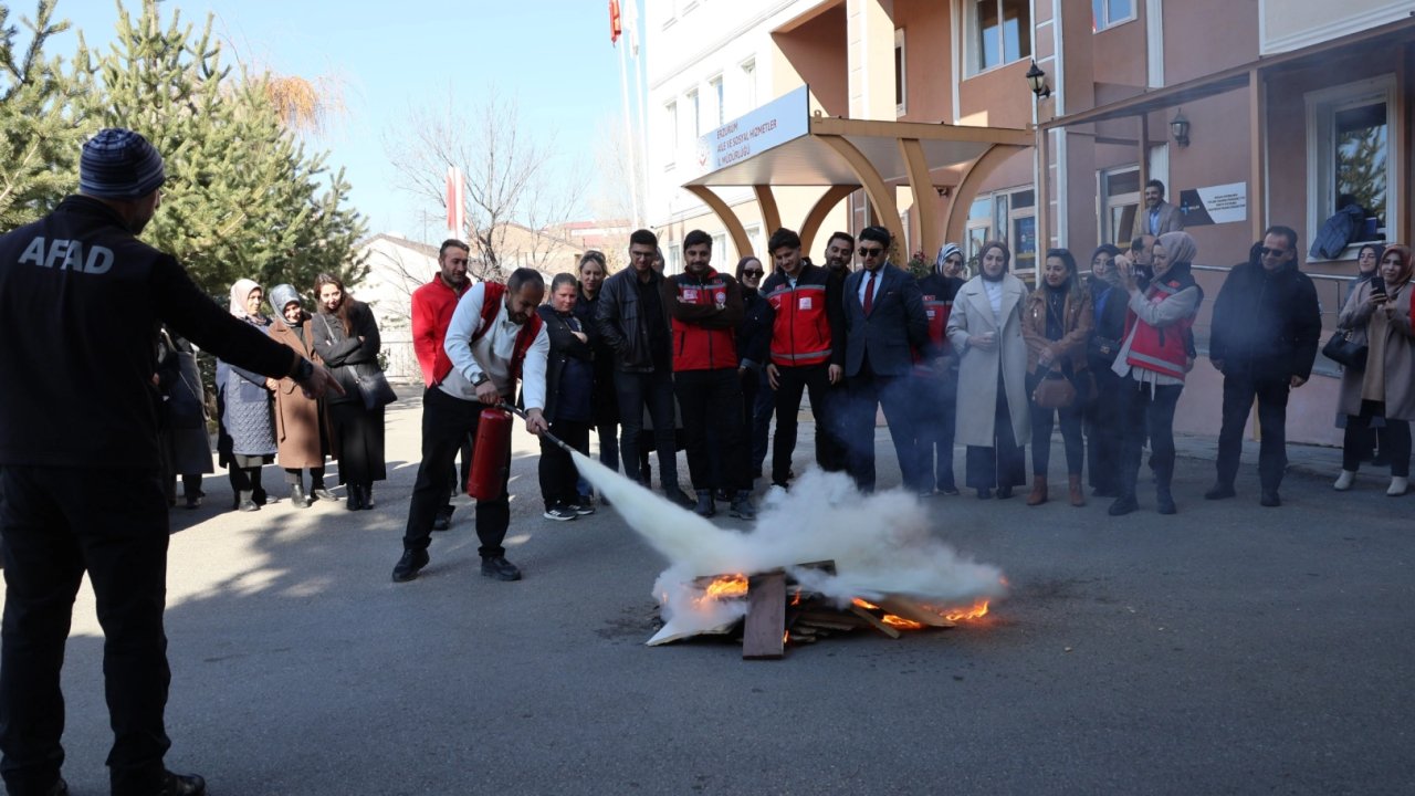 Erzurum&#039;da Aile ve Sosyal Hizmetler&#039;den farkındalıklı tatbikat