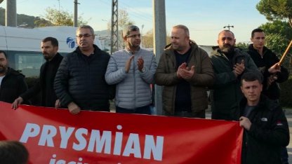 Prysmian işçileri Mudanya'da bir saatlik iş bıraktı!