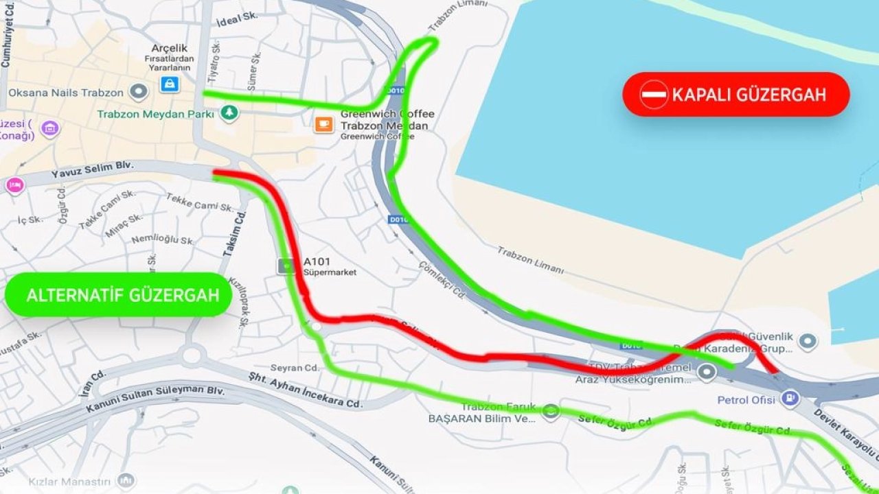 Trabzon’da asfalt çalışması için yol geçici olarak kapandı