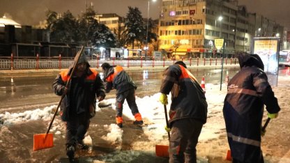 Kayseri Melikgazi karla mücadele için sahada