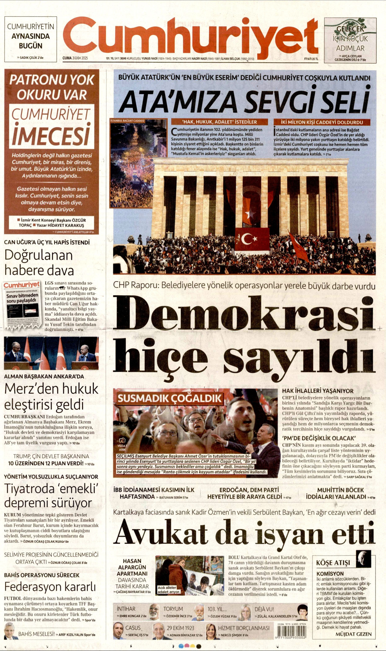 CUMHURİYET Gazete Manşeti