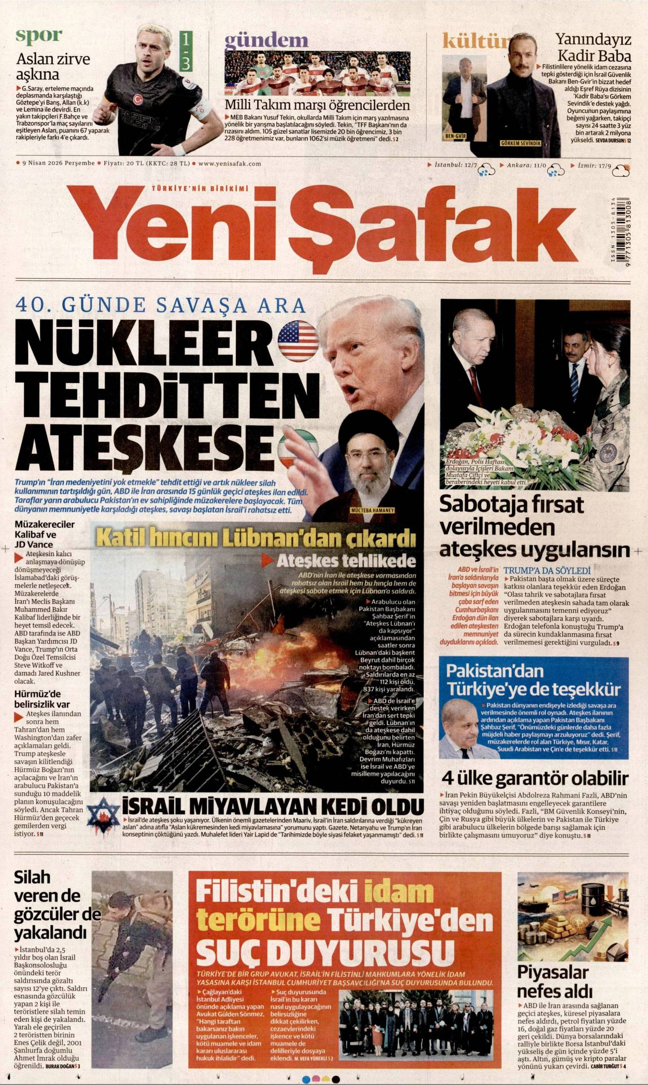 Yeni Şafak Gazetesi Gazete Manşeti